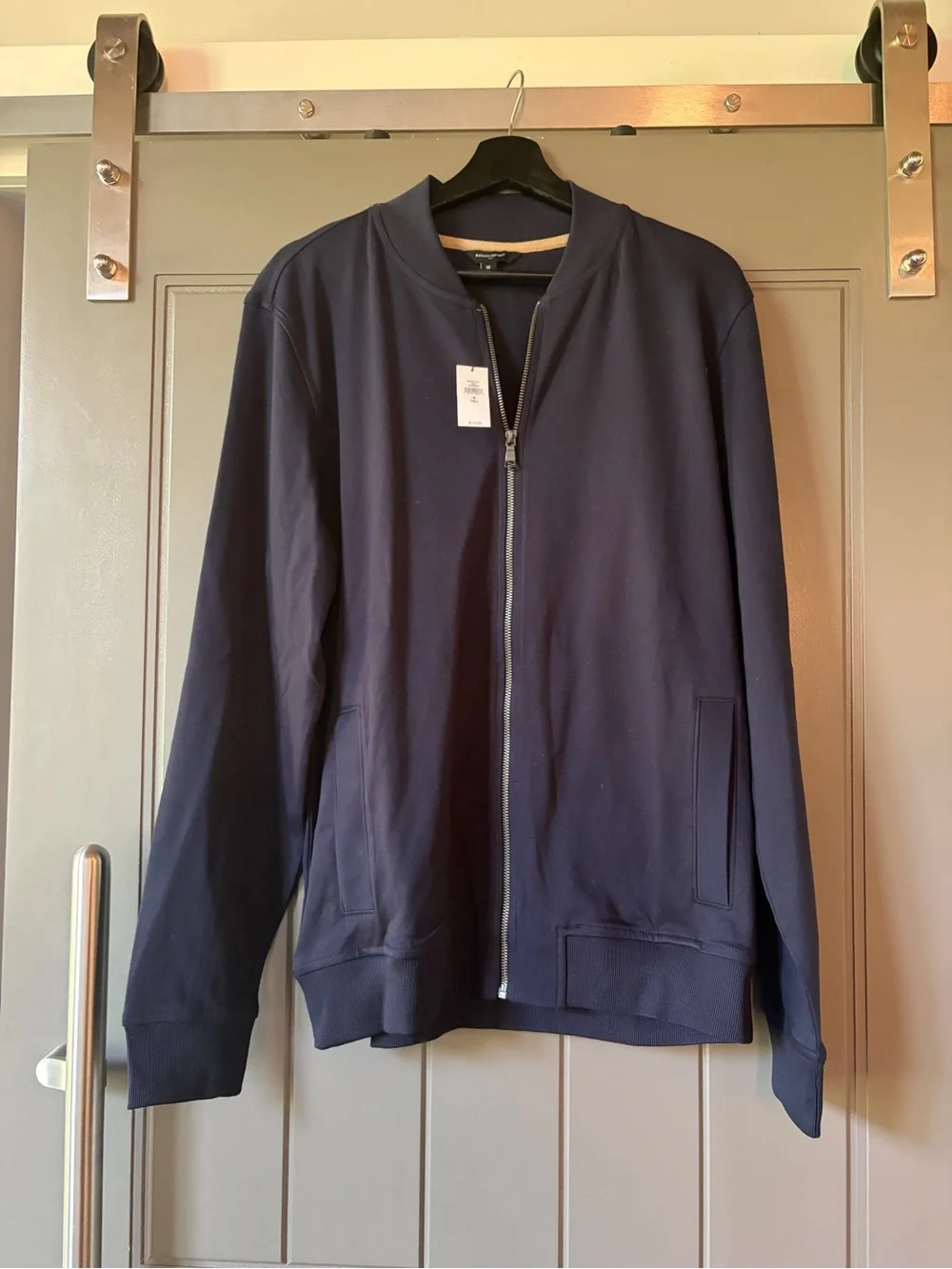 Banana Republic Men’s Luxe Touch Bomber Medium TALL Navy Blue